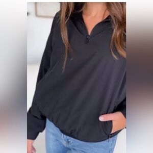 Rae Mode Women's Black Half-Zip Pullover Jacket Size M Casual Activewear